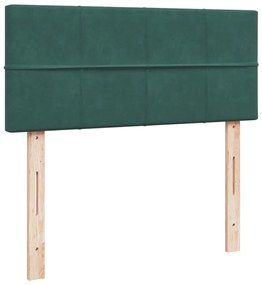 Cama boxspring com colchão 120x200 cm veludo verde-escuro