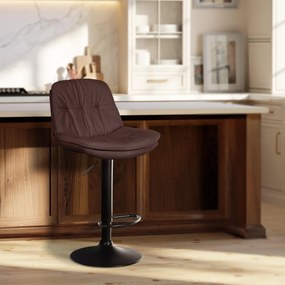 Banco de bar em tecido com estrutura preta 92-113 x 46 x 54 cm castanho