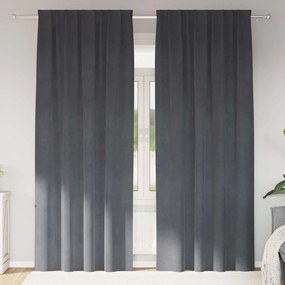 Cortinas Blackout vidaXL com fita superior 2 pcs Veludo Cinza Claro