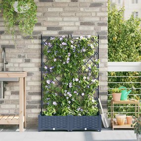vidaXL Vaso de Jardim com Treliça 2 pcs Cinza 80x40x125.5 cm