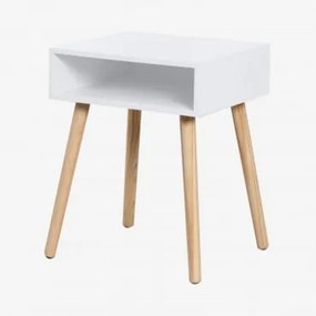 Mesinha De Cabeceira 40x35 Cm Em Madeira Zente Branco - Sklum