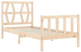Estrutura cama de solteiro pequena c/ cabeceira madeira maciça