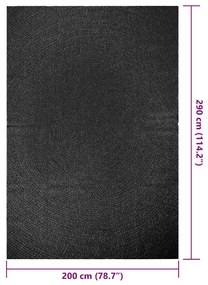 Tapete ZIZUR antracite 200x290 cm aspeto juta interior exterior
