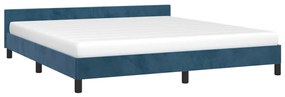 Estrutura de cama c/ cabeceira 160x200 cm veludo azul-escuro