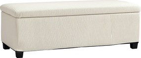 Banco de arrumação para colocar ao pé da cama em veludo canelado com tampa 112 x 42 x 40 cm, para sala de estar, quarto, hall de entrada, bege