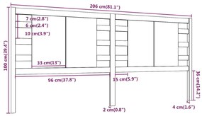 Cabeceira de cama 206x4x100 cm pinho maciço