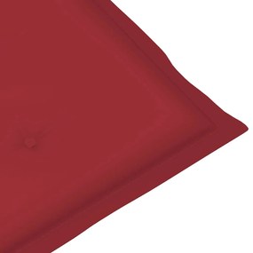 Cadeiras de jardim almofadões vermelho tinto 6 pcs teca maciça