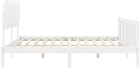 Cama sem colchão 120x200 cm madeira de pinho maciça branco