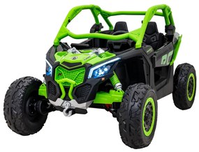 Carro elétrico para Crianças 24V 4x200W 2 Lugares, Buggy Can-Am Maverick Turbo RR Rodas de EVA, Assento de couro Verde