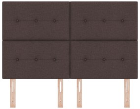 Cabeceira vidaXL Tufted com Botões Castanho Escuro 140 cm em Tecido