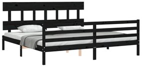 Estrutura de cama com cabeceira 200x200 cm madeira maciça preto