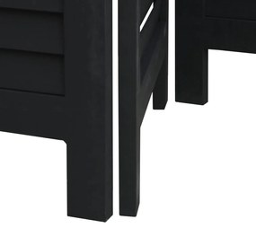 Biombo com 3 painéis madeira de paulownia maciça preto