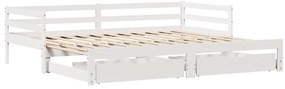 Sofá-cama c/ gavetas 90x200cm madeira de pinho maciça branco