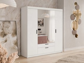 Roupeiro Novduni 108, Branco, 191x176x53cm, 136.5 kg, Portas para roupeiro: Com dobradiças, Número de prateleiras: 5, Número de prateleiras: 5