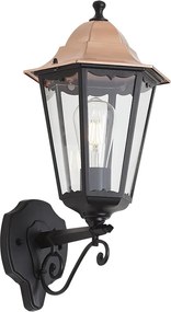 Candeeiro de parede clássico preto com cobre IP44 - Havana