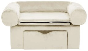 Sofá para cães com gaveta 75x50x38 cm pelúcia cor creme