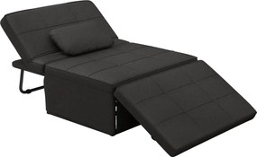 Sofá-Cama "Açores" 3 em 1 - Preto - 95x179x78 cm - Linho e Metal - Des