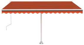 Toldo autom. LED e sensor de vento 400x300 cm laranja/castanho