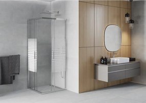 Mexen Rio cabine de duche quadrada 70 x 70 cm, faixas brancas, cromado - 860-070-070-01-20