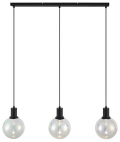 Candeeiro suspenso de design preto com vidro transparente retangular e 3 luzes - Mallon Design