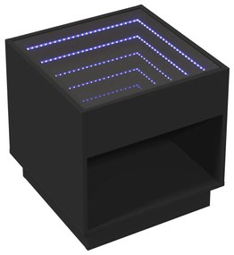 Mesa de centro luzes LED Infinity 50x50x50 cm preto