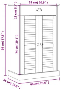 Sapateira VIGO 60x35x96 cm madeira de pinho maciça branco