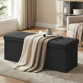 Banco com espaço de arrumação 38 x 110 x 38 cm, baú rebatível, caixa de arrumação Preto
