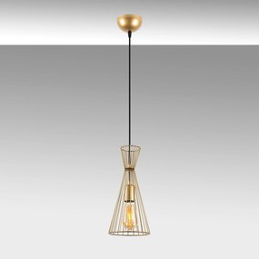 Candeeiro Suspenso Teltom – Dourado Brilhante – 15 x 15 x 125 cm
