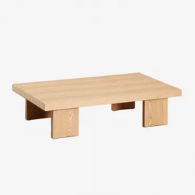 Mesa De Centro Retangular 100x60 Cm Em Mdf E Contrapiso Bernay Madeira Natural - Sklum