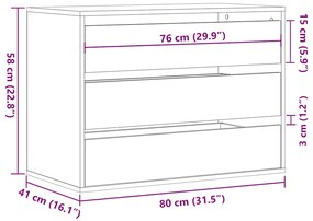Cómoda com 3 Gavetas - 80x41x58 cm - derivados de madeira - branco