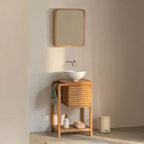 Conjunto De Móveis De Banheiro Em Madeira De Teca Bradley Cerâmica Branca Redonda Ø30 Cm Calgari & Rectangular Esquina - Sklum