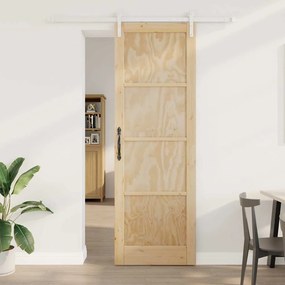 Porta Deslizante vidaXL com Conjunto de Ferragens 78x232 cm Madeira Sólida de Pinho
