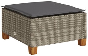 9 pcs conjunto sofás p/ jardim com almofadões vime PE cinzento