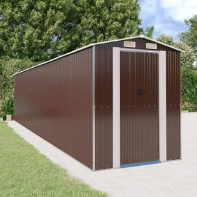 vidaXL Abrigo de jardim 192x855x223 cm aço galvanizado castanho-escuro