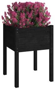 Vaso de jardim 50x50x70 cm madeira de pinho maciça preto