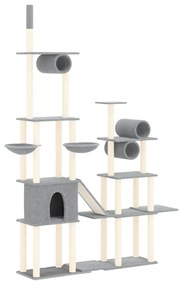 Árvore p/ gatos c/ postes arranhadores sisal 279 cm cinza-claro