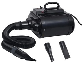 170936 vidaXL Secador para animais de estimação motor duplo preto