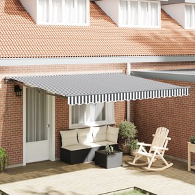 Toldo Retrátil Manual vidaXL Antracite e Branco 400x300 cm