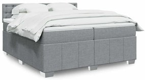 Cama com molas/colchão 200x200 cm tecido cinza-claro