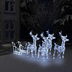 vidaXL Decoração de Natal renas/trenó 280x28x55 cm acrílico