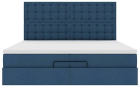 Estrutura de cama otomana com colchões 200x200cm tecido azul