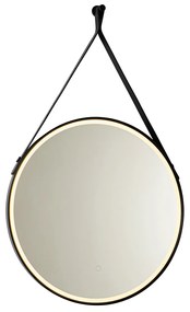 Espelho de casa de banho moderno preto com LED e dimmer tátil - Pien