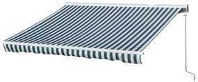 Toldo elétrico retrátil com função manual com manivela e controle remoto 300x250 cm para portas janelas verde e branco
