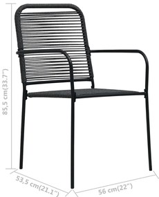 3 pcs conjunto de jantar p/ jardim corda de algodão e aço preto