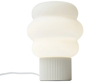 Candeeiro de Mesa Japandi Bege com Vidro Opalino 18cm - Miele Japandi