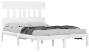 Estrutura de cama 140x200 cm madeira maciça branco