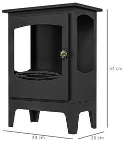 HOMCOM Lareira de Etanol 7000BTU Lareira de Bioetanol de Aço com Apagador de Aço Inoxidável Depósito de 1,2L Tempo de Combustão 3h para Interiores 20-25 m² 39x26x54 cm Preto