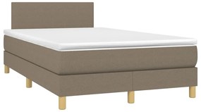 Cama box spring colchão/LED 120x190cm tecido cinza-acastanhado