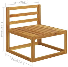 6 pcs conjunto lounge jardim c/ almofadões acácia maciça creme