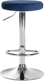 Banco de bar Ponte em veludo e com estrutura cromada 38,5 x 60-81 x 38,5 cm Azul